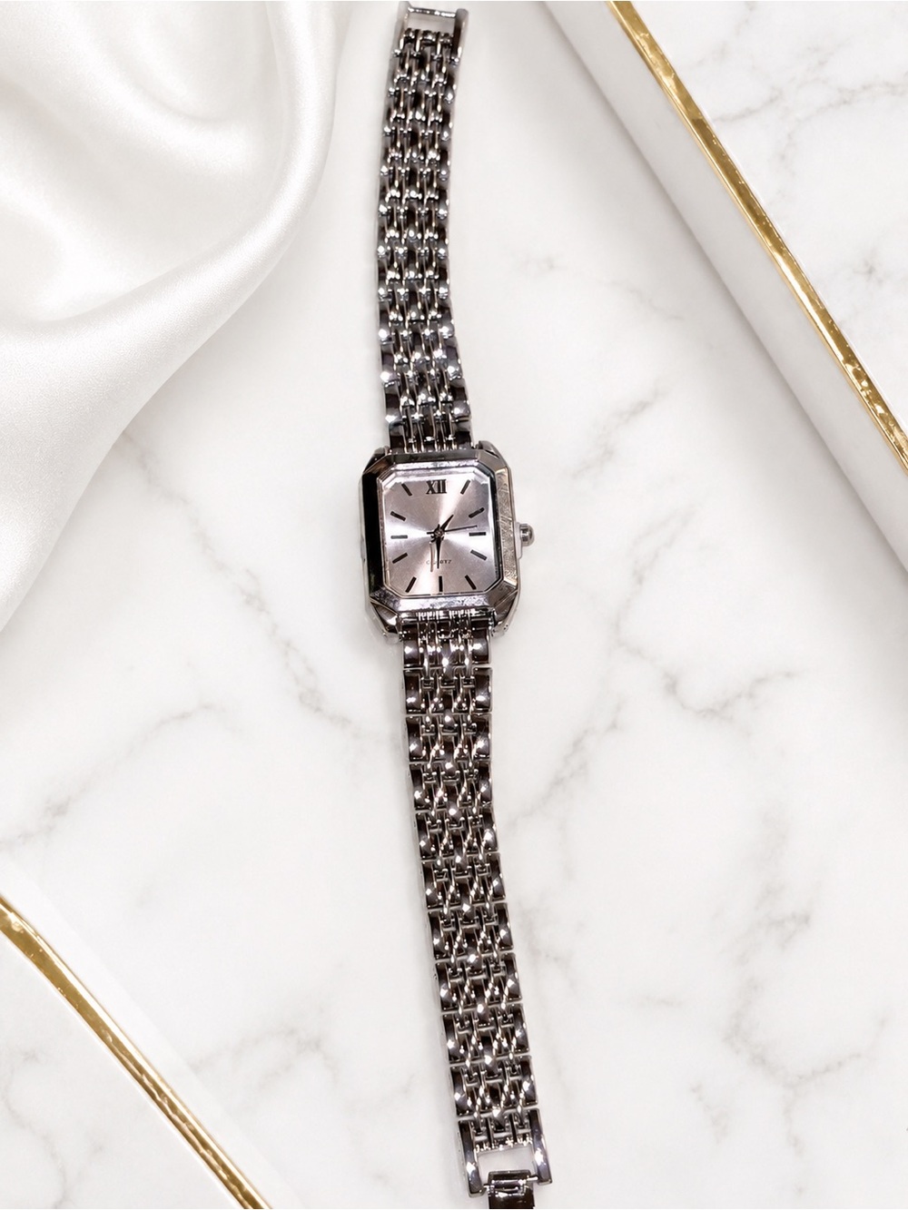 Elegant Silver-Tone Women's Chain Bracelet Watch